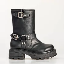 Comprar Bota Mujer Caña Media Eco Cuero Con Cierre Y Hebilla
