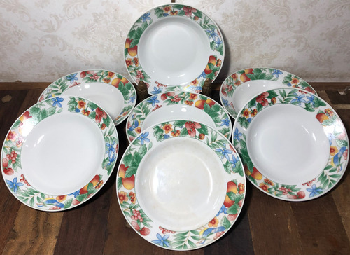 Pratos Em Porcelana Oriental Decorados Flores Frutas E Aves (Usado)