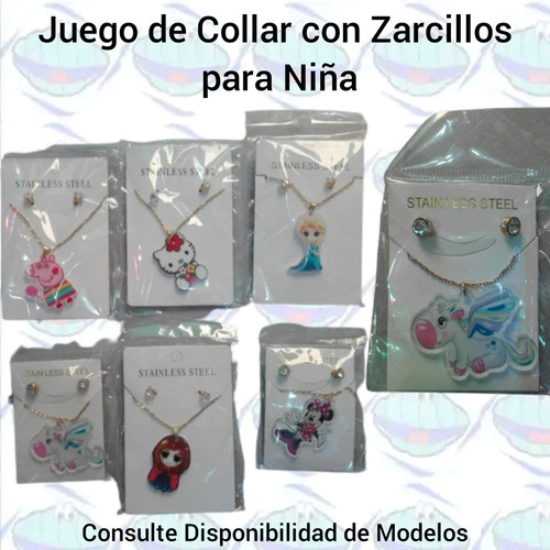 Juego De Collar Con Zarcillos Para Niñas Acero Inoxidable 