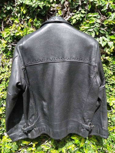 Campera Cuero Negra Motor Oil