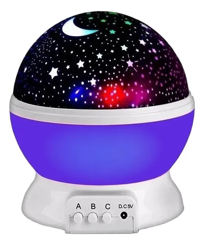 Lampara Veladora Proyector Led De Estrellas Usb Y Pila Estructura Azul/celeste