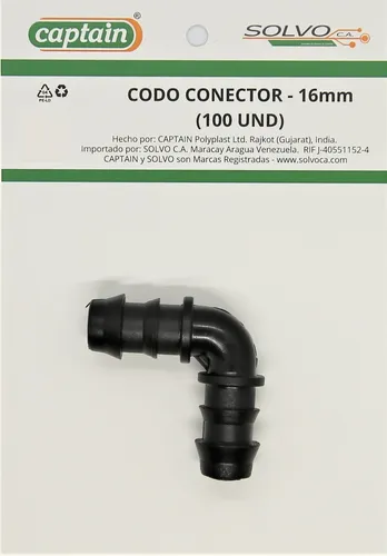 Codo Conector 16mm (100 Und)