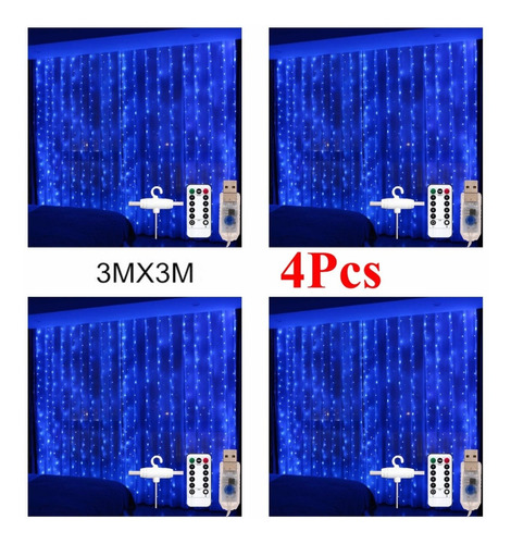 4 Cuerdas De Luz De Cortina Para Decoración Del Hogar