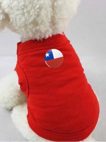 Polera Mascota Perro Gato Bandera Chile Exclusiva Roja