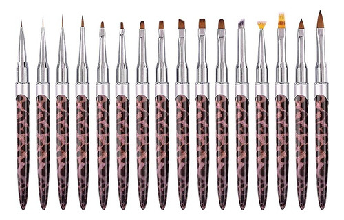 16 Unidades/conjunto Nail Art Tools Leopard Print Brush Set