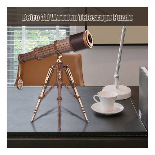 Kit De Rompecabezas De Telescopio De Madera Retro En 3d Mode