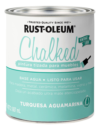 Rust Oleum - Ch Chalked Brochable Turquesa Aguamarina 0,887l