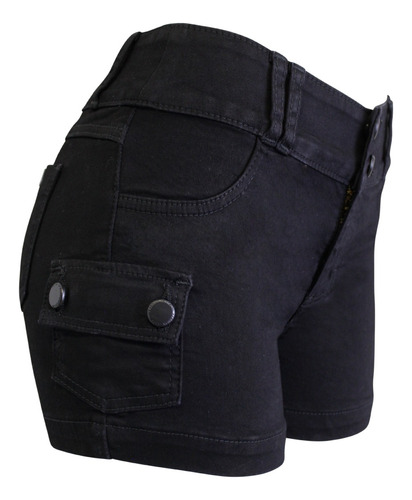 Short Negro Mujer Con Bolsas Tipo Cargo Studio R 134020-01