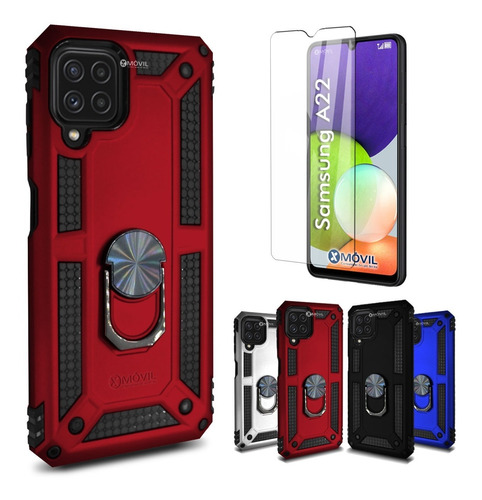 Funda P/ Samsung A22, Uso Rudo Con Anillo Sujetador + Mica