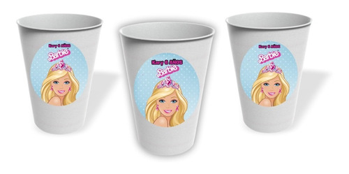  Vasos Barbie Cumpleaños Personalizado Pack X10