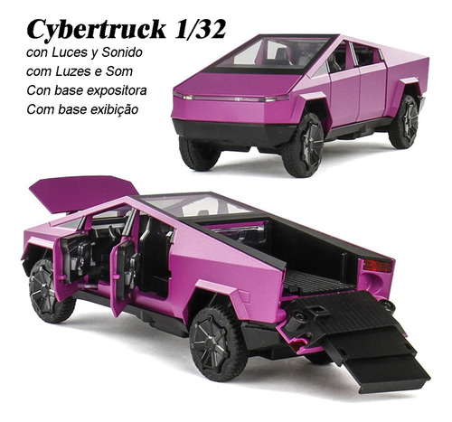 Tesla Cybertruck Miniatura Metal Coche Con Base Expositora