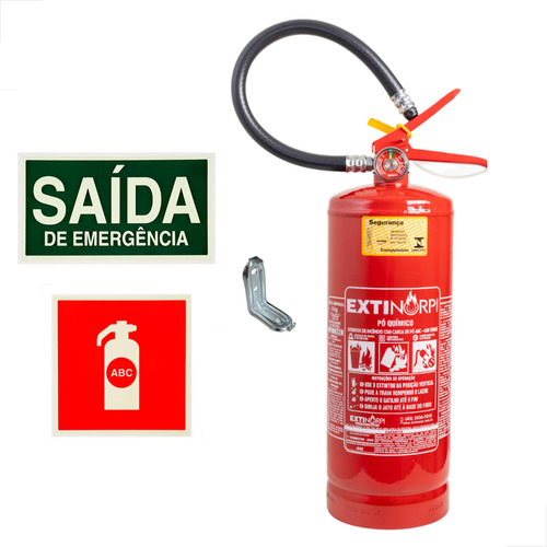 Extintor Abc 4kg Com Suporte De Parede Setas Sinalização