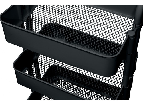 Estante Carrito Organizador 3 Niveles Acero Baño Cocina Color Negro