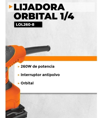 Lijadora orbital Lüsqtoff LOL260-8 naranja 50Hz 260W 220V