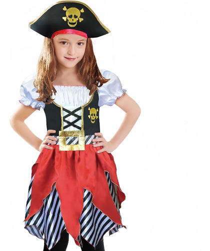 Disfraz De Pirata De Lujo Para Niñas De Lingway Toys, Vestid