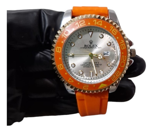 Reloj Rolex Caucho Naranja Naranja Naranja Plateado (Reacondicionado)