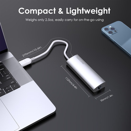 Hub Wavlink Usb 3.0 De 3 Puertos Con Adaptador Gigabit Ether