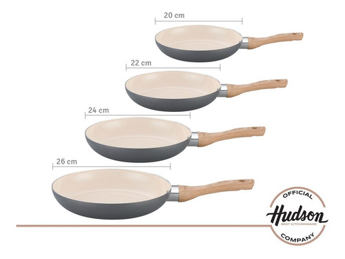Imagen 2 de 10 de Set Sartenes Cocina Hudson Gris Con Antiadherente 4 Piezas