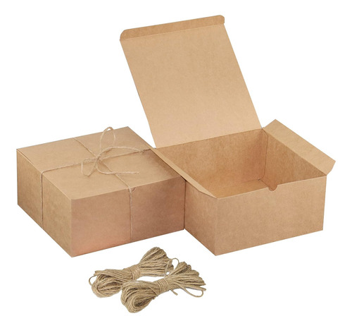 16 Cajas De Regalo De Papel Kraft Marrón Caja Decorativa