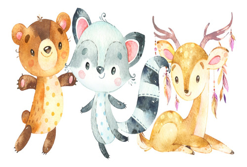 Animales Del Bosque 5 Acuarela Kit Imprimible Clipart Png 