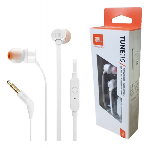 Fone De Ouvido Com Fio Jbl Tune 110 Branco Original Com Nf 