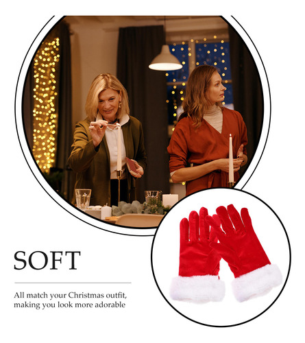 1 Par De Guantes Cortos Navideños De Papá Noel