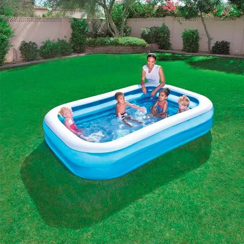 Piscina Hinchable Rectangular, Grande de 3 metros (300 x 175 x 55 cm), de  Profundidad, Sobre el Suelo, Apta para Baño de Niños y Animales