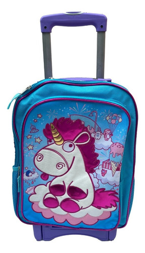 Unicornio Fluffy Minions Mochila Mod 035 Llantas De Gel Color Azul