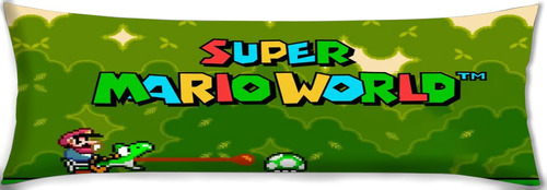 Cojin Almohada Larga Super Mario World Logo Retro 35x100cm