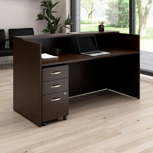 Bush Business Furniture Arrive Reception Desk With Shelf And