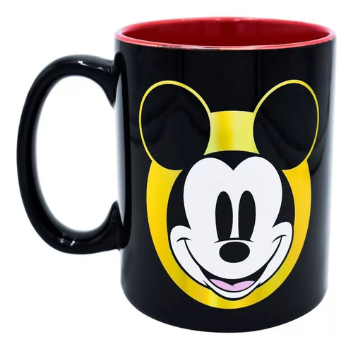 Taza Jumbo 650 Ml Mickey Mouse Disney De Cerámica Color Negro