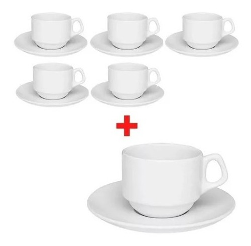 6 Xícaras Com Pires 75ml - Para Sublimação
