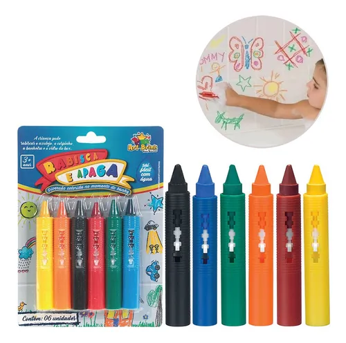 comprar Caneta Giz Risca Rabisca Apaga Sai Fácil Aguá - 06 Cores.