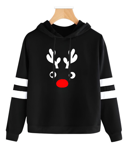 Buzo Buso Saco Hoodie Negro Renos Familia Navideños Navidad