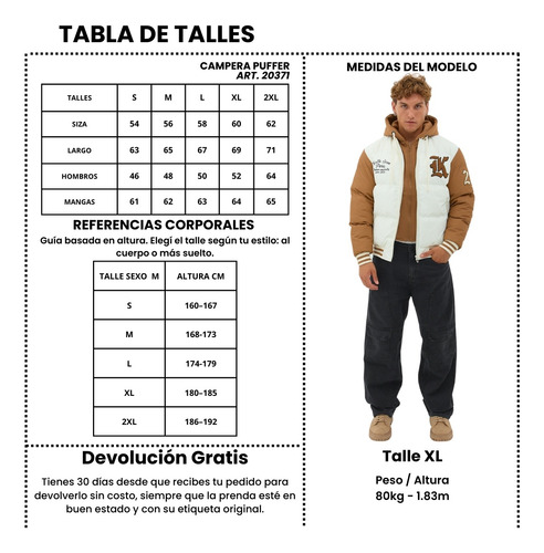 Campera Universitaria Hombre Puffer Importada I Am