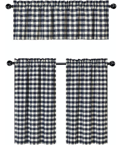 Goodgram 3 Pc. Plaid Country Chic Cotton Blend Kitchen Curta