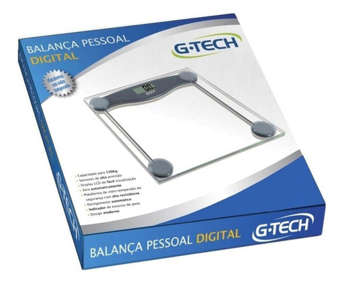 Balança Digital G-tech Glass 10, 150 Kg, Lcd, Vidro