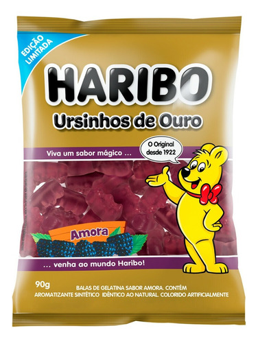 Bala de Gelatina Amora Ursinhos de Ouro Haribo Pacote 90g