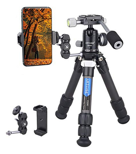 Kit De Mini Trípode De Fibra De Carbono, Ligero, Portátil, Con Mango, Cabeza De Bola De 360 Grados, Brazo Mágico Cnc Y Soporte Para Teléfono, Trípode Compacto De Viaje, Macro, Escritorio, Carga Máxima
