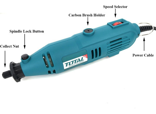 Imagen 4 de 9 de Mini Torno Minitorno Total 130w Tripa Flexible 100 Accesorios Maletin Total TG501032 130 W