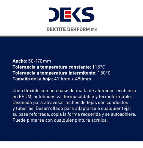 Dektite Dekform N°3 Silicon Para Teja 50-170mm Deks-sa