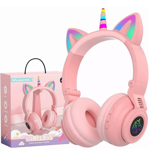 Audífonos De Diadema Ajustable De Unicornio Para Niños