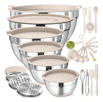 Comprar Juego De Tazones Para Mezclar Con Tapas Herméticas, 26 Tazon