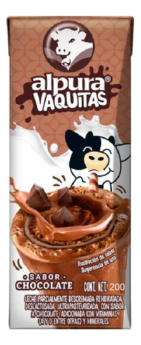 Leche Sabor Chocolate Alpura Vaquitas 200 Ml.