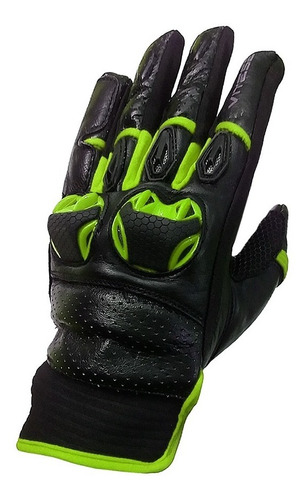 Guantes Moto Hombre Vitese Monza Corto Cuero Negro Amarillo