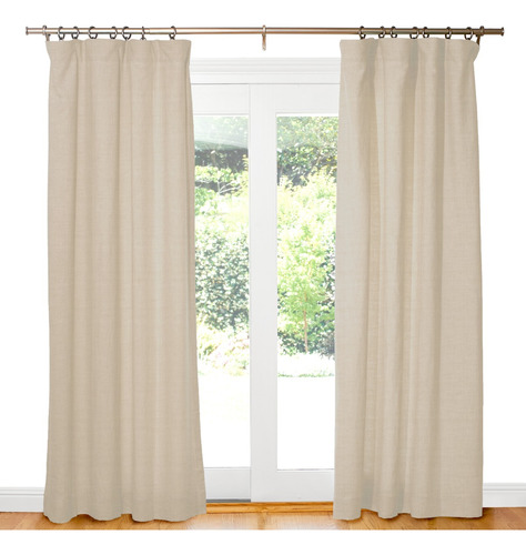 Cortinas Listas Voile Lino  Juego 2 Paños Presillas