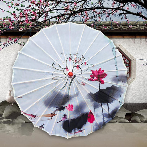 Guarda-chuva De Papel Oleado Chinês, Guarda-sol De Branco