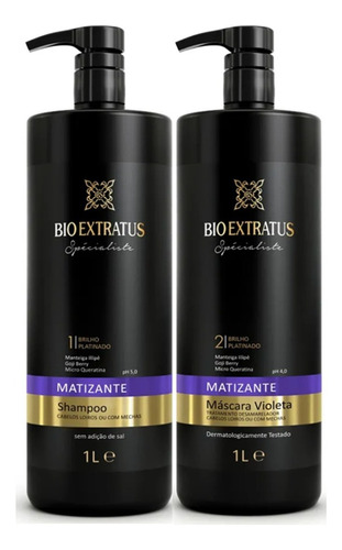  Kit Specialiste Matizante Brilho Platinado  Shampoo + Máscara Violeta  Bio Extratus