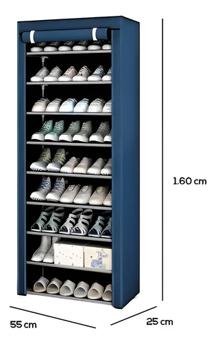 Zapatera de 9 Niveles Fasilyt Yub-011 para 27 Pares de Zapatos Color Azul