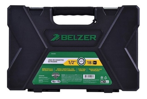 Jogo De Soquetes Encaixe 1/2 10/32mm Maleta 18 Peças Belzer